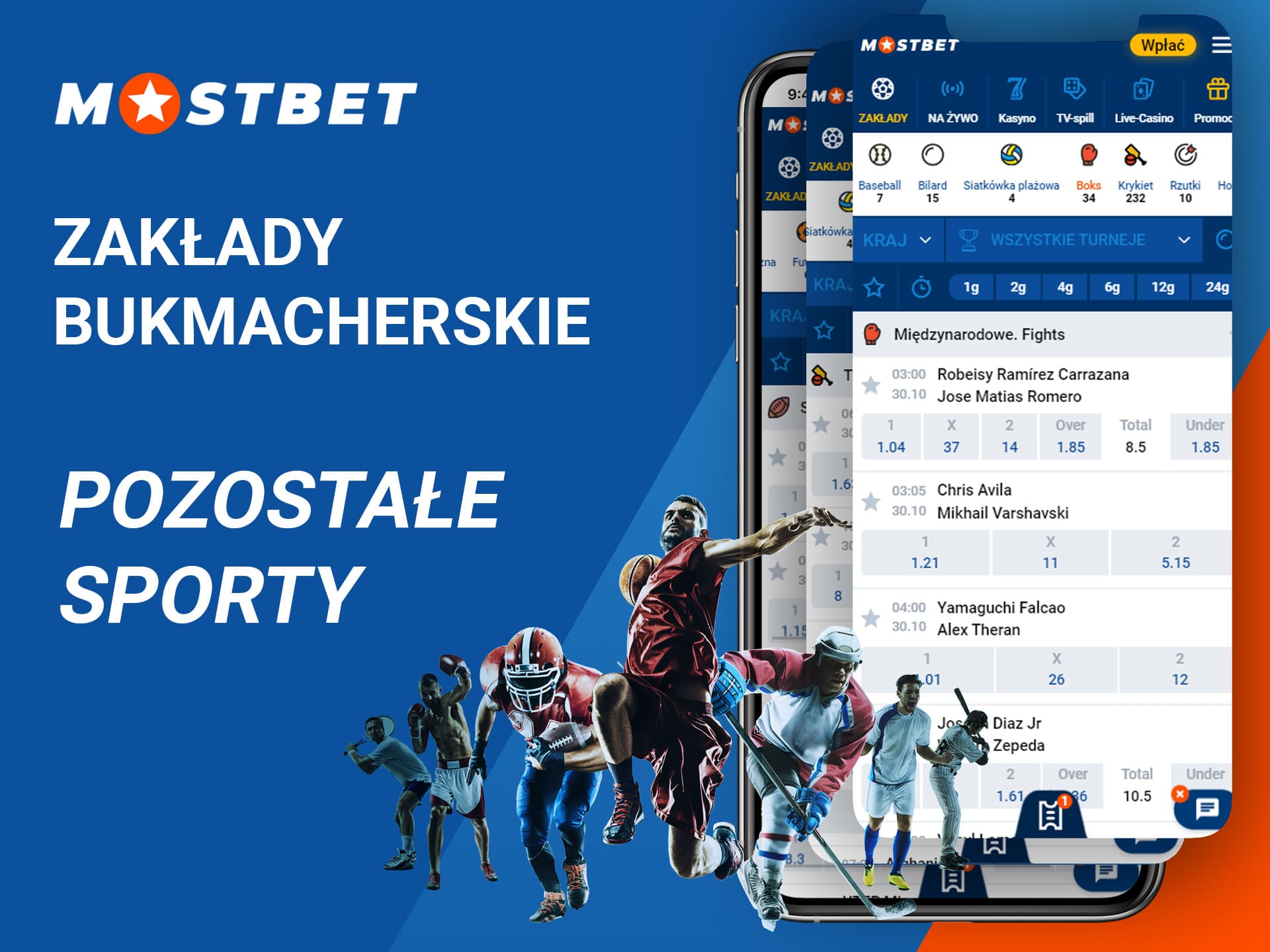 Zakłady bukmacherskie MostBet — inne dyscypliny sportowe